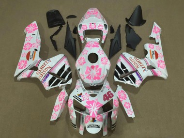 Best 2005-2006 Honda CBR600RR Motorcycle Fairings - White with Pink Floral Nastro Azzurro 46 UK