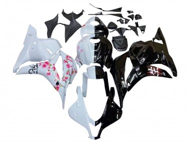 Best 2009-2012 Honda CBR600RR Motorcycle Fairings - White Cherry Blossom Glossy Black UK