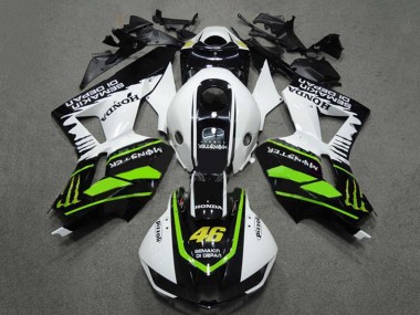 Best 2009-2012 Honda CBR600RR Motorcycle Fairings - White Green Glossy Black Semakin Didepan Monster 46 UK