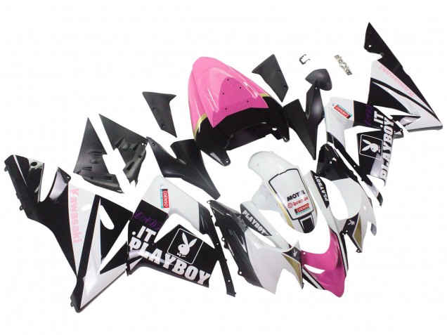 2004-2005 Kawasaki ZX10R Motorcycle Fairings - Black Pink White Playboy Motul UK