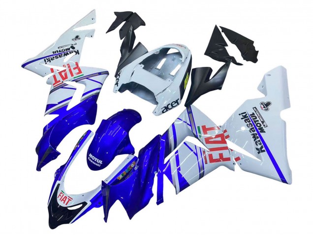 2004-2005 Kawasaki ZX10R Motorcycle Fairings - Glossy Blue White Fiat Motul UK