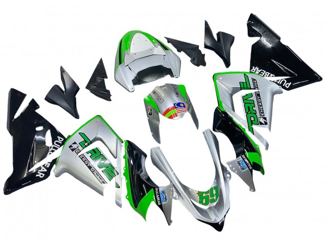 2004-2005 Kawasaki ZX10R Motorcycle Fairings - Green Silver Black 69 UK