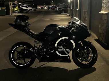 Best 2006-2007 Kawasaki ZX10R Motorcycle Fairings - Glossy Black White Circle UK