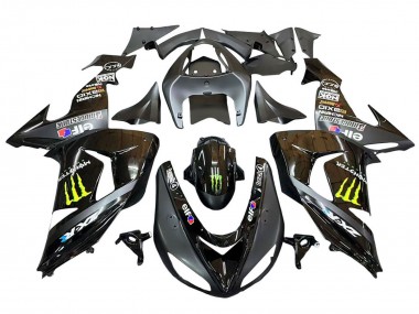 Best 2006-2007 Kawasaki ZX10R Motorcycle Fairings - Grey Yellow Glossy Black Monster Elf UK