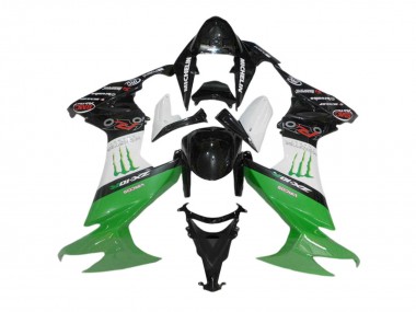 Best 2008-2010 Kawasaki ZX10R Motorcycle Fairings - Glossy Black White Green Monster UK