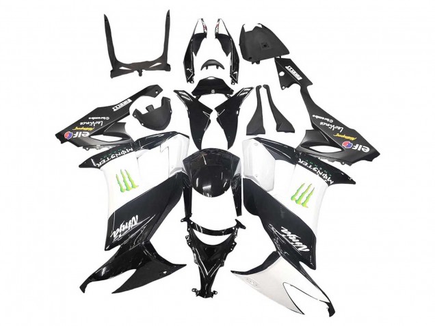 2008-2010 Kawasaki ZX10R Motorcycle Fairings - Glossy Black White Green Monster Elf UK
