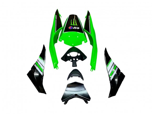 2008-2010 Kawasaki ZX10R Motorcycle Fairings - Green White Red Black Monster Elf 66 UK