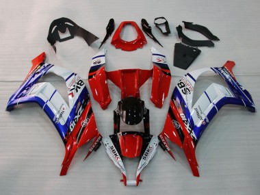Best 2011-2015 Kawasaki ZX10R Motorcycle Fairings - White Blue Red Black SBK Maxxis UK