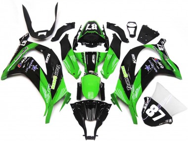 Best 2011-2015 Kawasaki ZX10R Motorcycle Fairings - Green Glossy Black Blue Star Team Green 87 UK