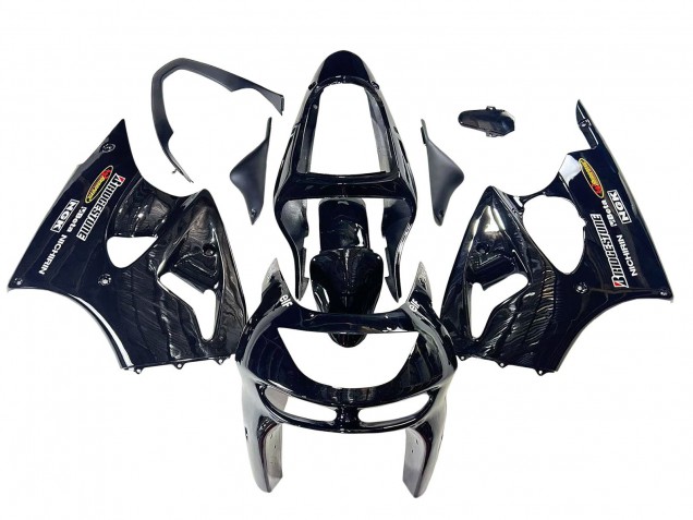1998-1999 Kawasaki ZX6R Motorcycle Fairings - Glossy Black Yellow Elf Bridgestone UK