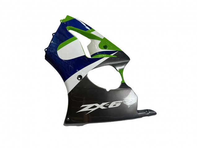 1998-1999 Kawasaki ZX6R Motorcycle Fairings - Green White Blue Silver Glossy Black UK