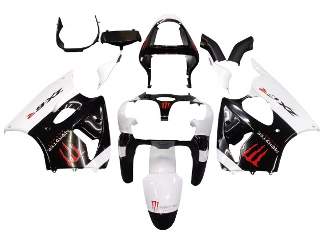 2000-2002 Kawasaki ZX6R Motorcycle Fairings - White Black Red Monster UK