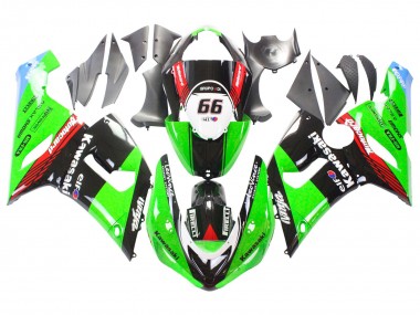 Best 2005-2006 Kawasaki ZX6R Motorcycle Fairings - Green Red Black Elf 66 UK