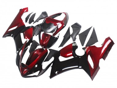 Best 2005-2006 Kawasaki ZX6R Motorcycle Fairing - Red Glossy Black UK