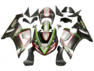 Best 2005-2006 Kawasaki ZX6R Motorcycle Fairings - Black Silver Green Red K-26 UK