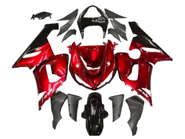 Best 2005-2006 Kawasaki ZX6R Motorcycle Fairings - Red Black UK