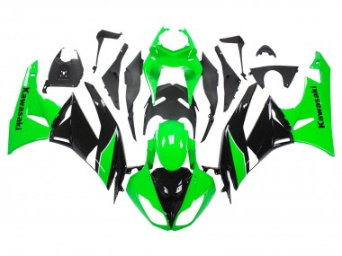 Best 2009-2012 Kawasaki ZX6R Motorcycle Fairings - Green Glossy Black UK
