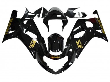 Best 2001-2003 Suzuki GSXR 600 / GSXR 750 Motorcycle Fairings - Glossy Black Gold Decal UK