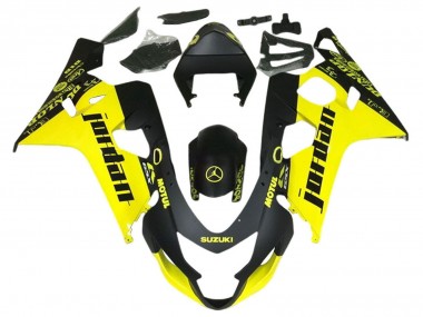 Best 2004-2005 Suzuki GSXR 600 / GSXR 750 Motorcycle Fairings - Black Yellow Jordan UK