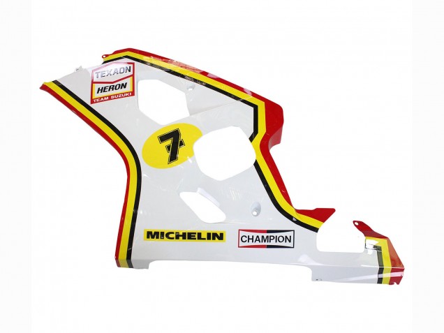 2004-2005 Suzuki GSXR 600 / GSXR 750 Motorcycle Fairings - White Red Yellow Michelin Texaon Heron 7 UK