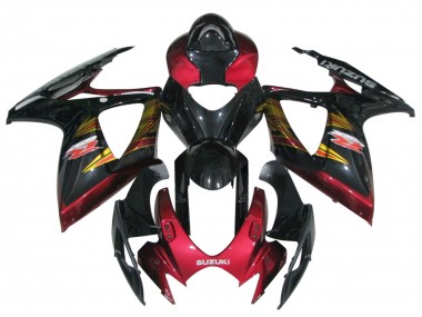 Best 2006-2007 Suzuki GSXR 600 / GSXR 750 Motorcycle Fairing - Glossy Black Red Gold UK