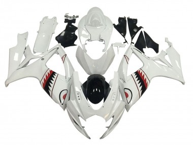 Best 2006-2007 Suzuki GSXR 600 / GSXR 750 Motorcycle Fairings - White Red Black Shark UK