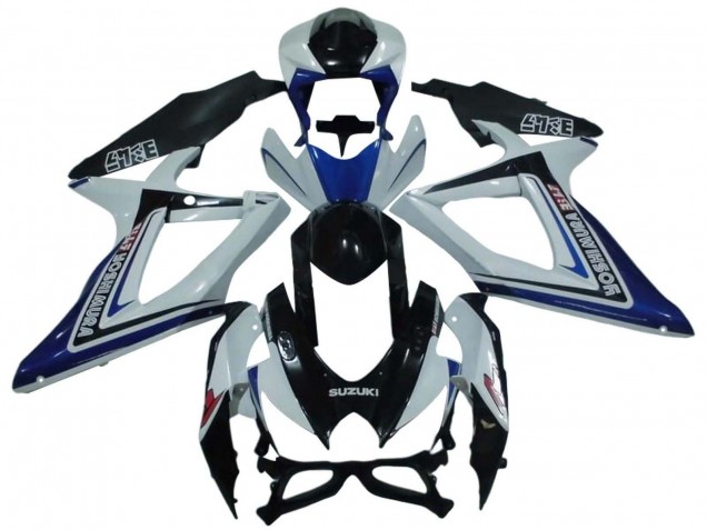 2008-2010 Suzuki GSXR 600 / GSXR 750 Motorcycle Fairings - White Blue Glossy Black Alstare UK
