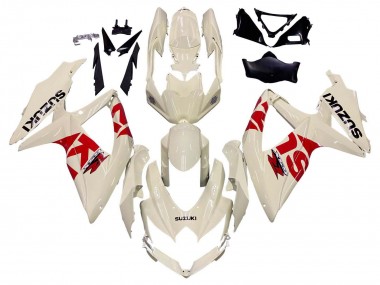 Best 2008-2010 Suzuki GSXR 600 / GSXR 750 Motorcycle Fairings - Cream White Red Black UK