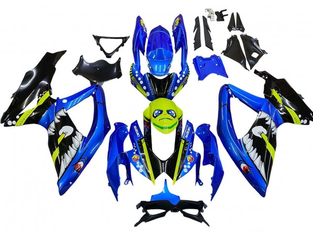 2008-2010 Suzuki GSXR 600 / GSXR 750 Motorcycle Fairings - Blue Fluorescent Green Shark UK