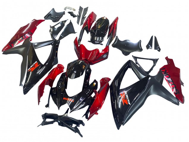 2008-2010 Suzuki GSXR 600 / GSXR 750 Motorcycle Fairing - Red Glossy Black UK