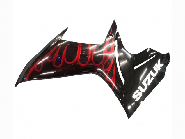 2011-2024 Suzuki GSXR 600 / GSXR 750 Motorcycle Fairings - Glossy Black Red Flame UK