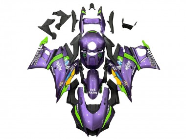 Best 2022-2024 Yamaha YZF R3/R25 Motorcycle Fairings - Purple Green Yellow Trick Star EVA Racing 21 UK