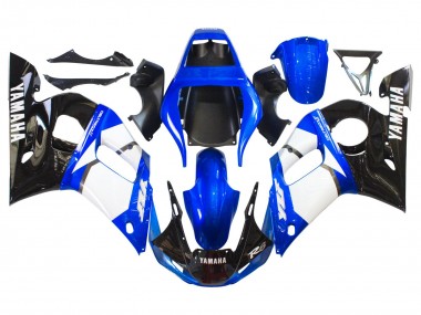Best 1998-2002 Yamaha YZF 600 R6 Motorcycle Fairings - White Blue Glossy Black UK