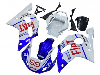 Best 1998-2002 Yamaha YZF 600 R6 Motorcycle Fairings - White Blue Red Fiat 99 UK