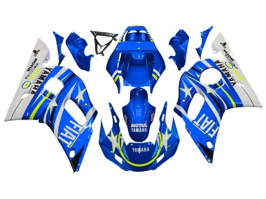 Best 1998-2002 Yamaha YZF 600 R6 Motorcycle Fairings - White Blue Neon Yellow Fiat Motul Michelin UK