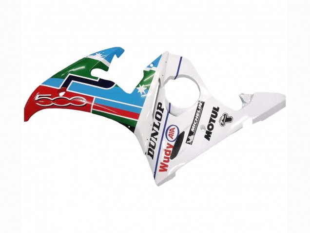 2003-2004 Yamaha YZF R6 Motorcycle Fairings - White Blue Green Red Kastinee Dunlop Motul UK
