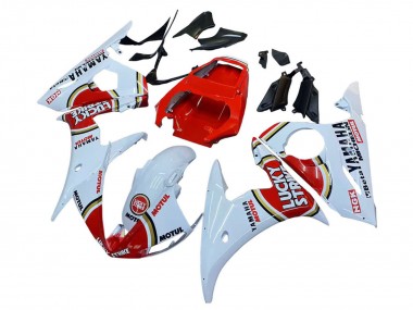 Best 2003-2004 Yamaha YZF R6 Motorcycle Fairings - White Red Lucky Strike Motul UK