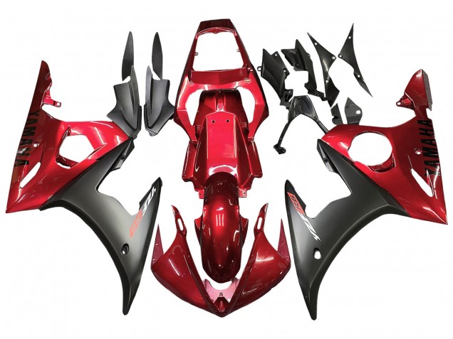 2003-2004 Yamaha YZF R6 Motorcycle Fairing Kits - Red Matte Black UK