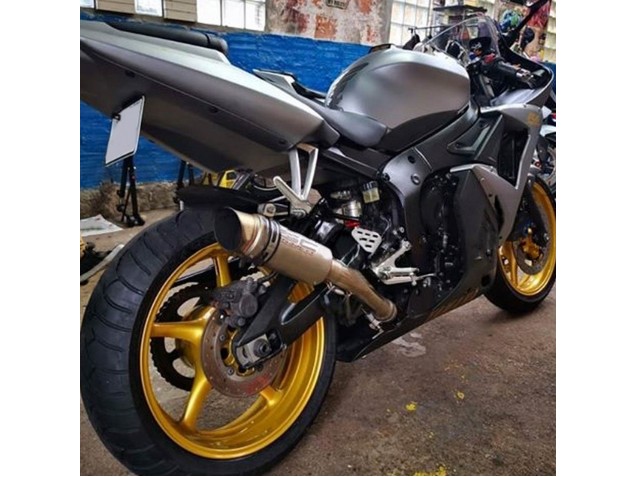 2003-2004 Yamaha YZF R6 Motorcycle Fairings - Matte Grey Matte Black Gold Decals UK