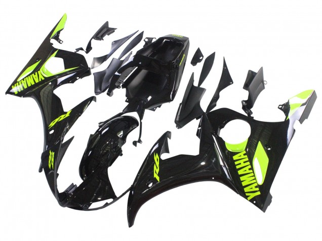 2003-2004 Yamaha YZF R6 Motorcycle Fairings - Glossy Black Neon Yellow UK