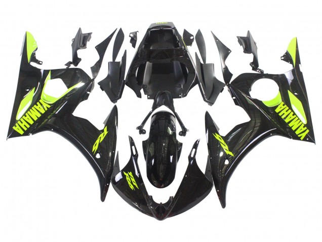 2003-2004 Yamaha YZF R6 Motorcycle Fairings - Glossy Black Neon Yellow UK