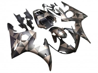 Best 2003-2004 Yamaha YZF R6 Motorcycle Fairings - Grey Matte Black Geometric UK