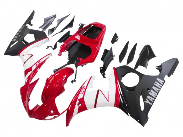 2003-2004 Yamaha YZF R6 Motorcycle Fairings - Red White Matte Black UK