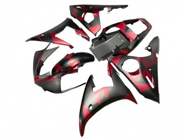 Best 2005 Yamaha YZF 600 R6 Motorcycle Fairings - Matte Black Red Geometric UK