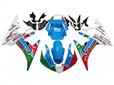 Best 2005 Yamaha YZF 600 R6 Motorcycle Fairings - Light Blue White Green Red Kastinee Dunlop Motul UK