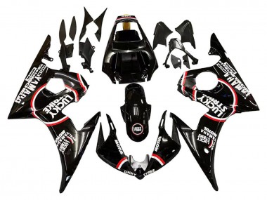 Best 2005 Yamaha YZF 600 R6 Motorcycle Fairings - Glossy Black White Lucky Strike Motul UK