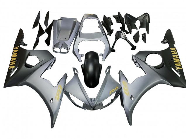 2005 Yamaha YZF 600 R6 Motorcycle Fairings - Grey Matte Black Gold UK