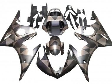 Best 2005 Yamaha YZF 600 R6 Motorcycle Fairings - Matte Black Grey Geometric UK