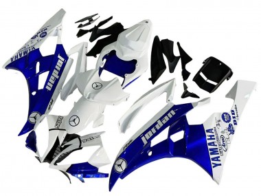 Best 2006-2007 Yamaha YZF 600 R6 Motorcycle Fairings - White Blue Jordan UK