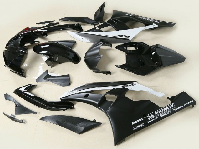 2006-2007 Yamaha YZF 600 R6 Motorcycle Fairings - Glossy Black Matte Black White Motul Michelin UK